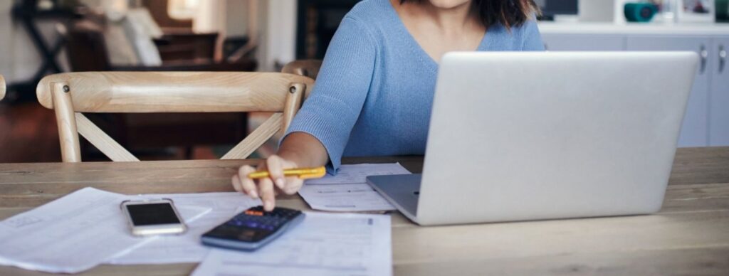 A woman working on her finances